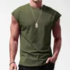 Hommes sans manches solide gilet hauts sport décontracté Fitness Gym Muscle Tee débardeur couleur unie col rond pull débardeurs 240117