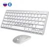 Claviers Clavier Bluetooth russe souris Combo souris Bluetooth sans fil Ultra mince muet pour Mac iPad iPhone iOS Android Windows Smart TV J240117