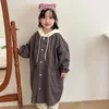 Coat 2024 Spring Kids Contrast Color Hooded Trench Jackets Boys And Girls Loose Casual Long Style Wind