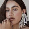 Exaggerated Oversized Wing Drop Earrings Dinner Jewelry for Women Crystal Irregular Big Dangle Accessories 240116