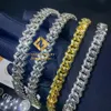 سعر المصنع 6mm 8mm 10mm 12mm عرض Sier Sier Iced Out Hip Hop Jewelry Moissanite Cuban Bracelet Men Men