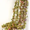 2PCS 30LED 2M Artificial Flower Garland Rose Vine Fairy String Lights Battery Powered for Valentine's Wedding Party Garden Decor 240117