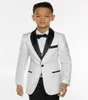 White Boys Tuxedo Boys Dinner Suits 3 -Plack Boys Black Shawl Lapel Formal Suit Tuxedo dla dzieci smoking na przyjęcie weselne 9931576
