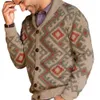 Maglione cardigan jacquard industriale pesante retrò da uomo Giacca lavorata a maglia a maniche lunghe con risvolto autunnale e invernale