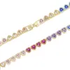 Nuovo arcobaleno color smalto mini cuore amore zircone collana girocollo ghiacciato per donne uomini matrimonio bling pavimenta zirconi cubici fascino cz placcato oro gioielli moda hip hop