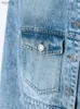 Kvinnors läder faux läder höst ljusblå denim jacka kvinnor europeiska och amerikanska modegatan trend enkelbröst lapel kort blusjacka toppar yq240116