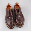 Sapatos de vestido Crânio Crocodilo Pele Handmade Homens Negócios Casuais Desgaste Formal Lace-up Estilo Britânico de Alta Qualidade