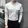 Spring Autumn Men's Silk Dress Shirt Casual Slim Fit långärmad skjortor Blus Men Stage Party Formal Mens Brand Clothing S-5XL 240117