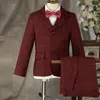 Children Formal Wedding Party Suit Set Boys Birthday Party Performance Chorus Costume Kids Blazer bowtie Pants Clothing Set 240116