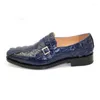 Sukienka butów hubu high-end crocodile czysty manualny manualny niebieski skórzany ogon mężczyzn mody mężczyzna