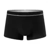 Caleçons pour hommes, Boxer Sexy, sous-vêtements doux et respirants, couleur unie, culotte masculine élastique, entrejambe en coton soyeux pour jeunes