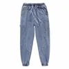 Moda erkek kot pantolon hip hop sokak kıyafeti joggers erkek denim kargo pantolon sıradan erkek giyim elastik bel erkek pantolon boyutu S-5XL 240117