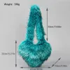 Masna miłość serce Faux Fur Crossbody dla kobiet luksusowe miękkie pluszowe torby na ramię y2k lady torebki puszyste duże torba na tor 240117