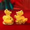 Décorations de jardin 4 pièces Ornements de bureau de voiture Figurines d'animaux du zodiaque chinois Sculpture de dragon miniature