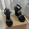 Chaussures de robe 2024 pour femme sandales compensées en cuir véritable rivet bling super talons hauts plate-forme de designer de fête