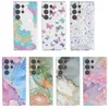 Custodie S24 Butterfly Flower Marble Rock per Samsung S24 Ultra Galaxy S24 Plus Lace Floral Stone Stars Bling Soft TPU IMD Smart Mobile Phone Cover posteriore antiurto