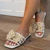 Kvinnors platt tofflor Summer Fashion Bow tofflor Kvinnor Square Toe Flat Slippers Women's Luxury Outdoor Cute Beach Sandals 240117