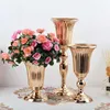 Vasos de luxo prata ouro flor vaso casa desktop artesanato arranjo flor decoração festa casamento natal flor rack yq240117
