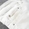 Sokotoo Calça jeans masculina rasgada com buracos de cristal branco fashion slim skinny stretch calça jeans 240116