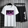 Anime Berserk Tweedelige pakken Zwart sportpak Casual set 100% katoen Shirt met korte mouwen Zomer Shorts met trekkoord Vijfde broek 240117