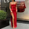 Casual Dresses Red Black Year Christmas Party Long Women Spring Basic Bodycon Lace Up Stretch Slim Midi Femme