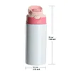 30pack USA Warehouse 12oz Stainless Steel straight White Sublimation Blanks Flip Top Kids Tumbler Water Bottle 240117