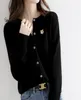 Cardigan in lana con logo ricamato Maison Fox da donna Lady Slim Fit Oneck Abbigliamento Cappotto Street Harajuku Moda Maglioni4815603