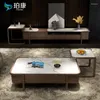 Figurines décoratives TLL Table basse en bois de frêne, meuble TV, meuble en plaque de pierre Simple pour la maison