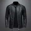 Printemps Automne Veste En Cuir Hommes Col Montant Slim Pu Veste En Cuir De Mode Moto Causal Manteau Hommes Moto Biker Manteau En Cuir 240117