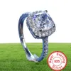 Yhamni wysłał Certyfikat Luksus 10 Oryginalne 925 Srebrne 88 mm 2 karatowe kwadratowe kryształowe obrączki Diamond Wedding dla kobiet9268371