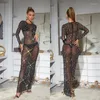 Casual Dresses Sparkly Crystal Rhinestone Bodycon Maxi Dress Women Wedding Evening