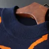 Heren herfst casual truien ijsbeerpatroon trendy slank katoen met lange mouwen ronde kraag mannelijke warme truien oranje 240116