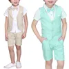 LOLANTA 4Pcs Boys Plaid Vest Shirt with Bowtie Formal Suit Toddler Summer Causal Wear Vest Wear Set Wedding Birthday Tuxedo 240116