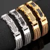 Charm Bracelets Luxury Bracelet for Men Gold Plated 12MM Wide Stainless Steel Square Franco Link Chain Men's Wrist Bracelets With Magnet Clasp