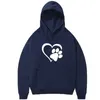 Söt hundtass och hjärtformtryck hoodie casual långärmad hoodies hoodies höst vinter tröjor plus storlek 240116