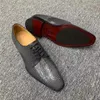 Dress Shoes Authentic Smooth Stingray Skin Square Toe Handcraft Men's Classic Office Genuine Exotic Leather Male Lace-up Oxfords