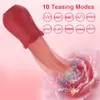 Realistisk slickande tunga rosvibratorer för kvinnor 10 hastigheter bröstvårtor klitoris stimulering sex leksaker vuxna kvinnliga par 240117