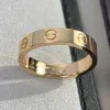 Оригинальный логотип с гравировкой 6 мм с бриллиантом LOVE Ring 18K Золото Серебро Роза Кольца из нержавеющей стали 316L Женщины мужчины влюбленные свадебные украшения Lady Party большой размер США