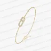 Modischer, luxuriöser, romantischer Schmuck, Geschenk, Designer-Messik-Charm-Armband für Damen, 18 Karat Roségold, Silber, verschiebbar, mit drei Diamanten, Hochzeit, Verlobungsgeschenk