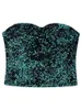 Women's Tanks Women Fashion With Sequined Green Side Zipper Corsets Tops Vintage Strapless Slash Neck Female Chic Lady