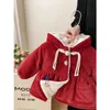 Down Coat Cute Red Cotton For Kids Girls Solid Warm Hooded Padded Jacket 1-6Y Children Winter Leisure Thick Quilted Overcoats