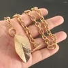 Naszyjniki wiszące 50 cm Długie łańcuch Naszyjnik modny style liści biżuteria ze stali nierdzewnej dla kobiety złoty kolor NRYZA035