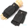 Designer män vinter varmt garn med vante täckning stickad cabriolet fingerfri handske