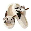 Slippers Tulx Women's Kawaii Cow Four Seasons Universal Indoorfamily Bedroom Linen Cotton Men Men and Linnen Shoes