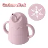 Personligt namn Baby Silicone Double Lids Feeding Cup med handtag Sippy Toddlers Learning Drinkware Soft Snack Tableware 240117
