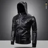 Winter Men's Leather Jackets Male Hooded Fleece Coat EUR Size Streetwear PU Casual Biker Jackets Men Motorcycle Jacket AS1603 240116