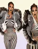 Fashion Zebra Pattern Jumpsuit Women Singer Sexy Stage Outfit Bar DS Dance Cosplay Bodysuit Performance Show Costume 2203228206290