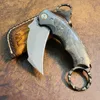 HC7147 Dış Mekan Karambit Katlanır Bıçak VG10 Damascus Çelik Bıçak Tam Tang G10 Deri Kılıflı Koyu Klasör Bıçakları