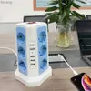 Power Cable Plug Tower Multi Power Strip Vertical EU Plug 12 Way Outlets Sockets med 5 USB Överbelastningsskydd Switch Multiple Vertical Power Str YQ240119