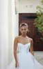 Sweetheart Ruffles Tulle Ball Gown Plus Size Court Train Wedding Dresses With Detachable Straps
